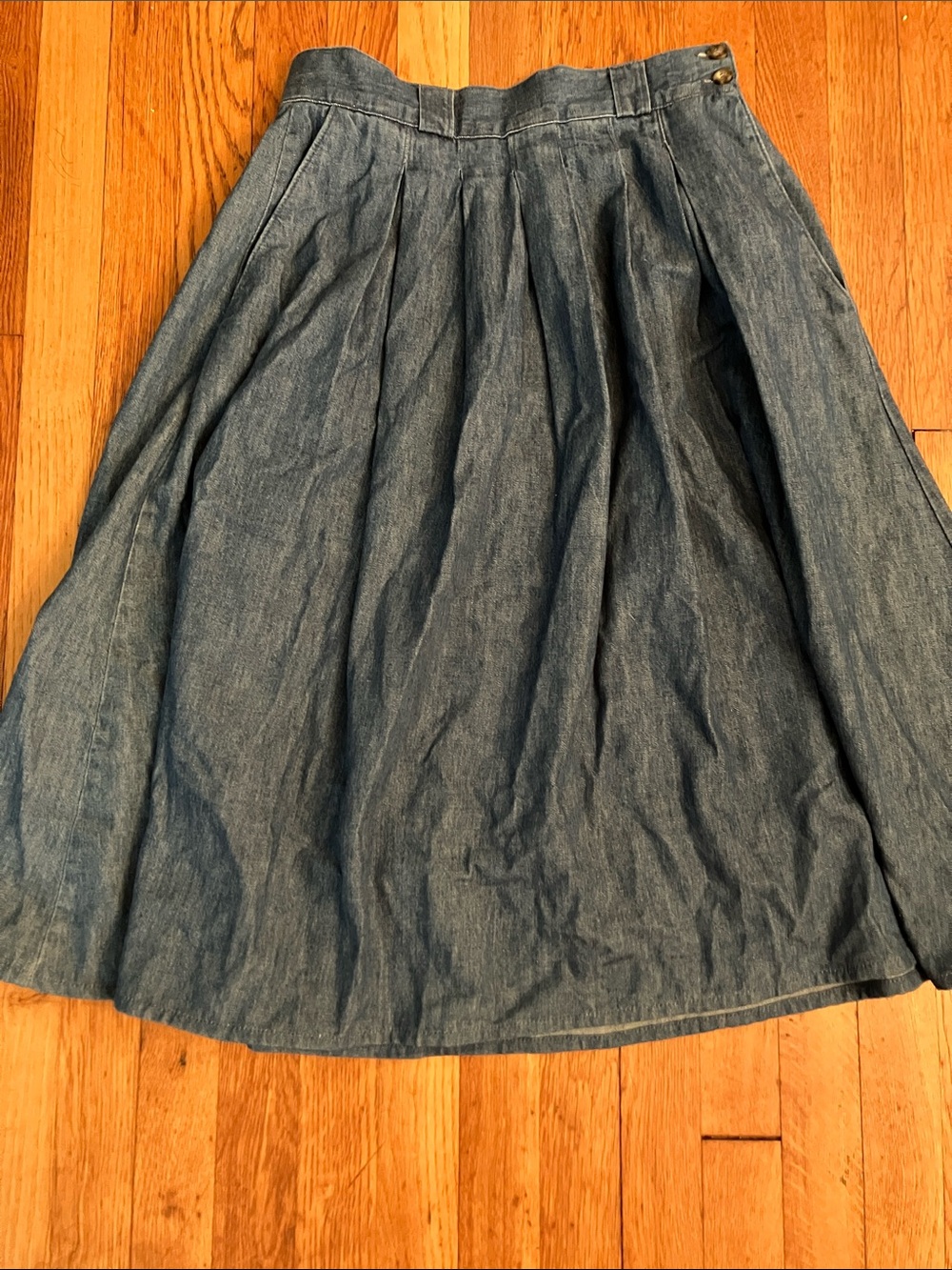 L.L. Bean A-Line Denim Midi Skirt in Blue vintage